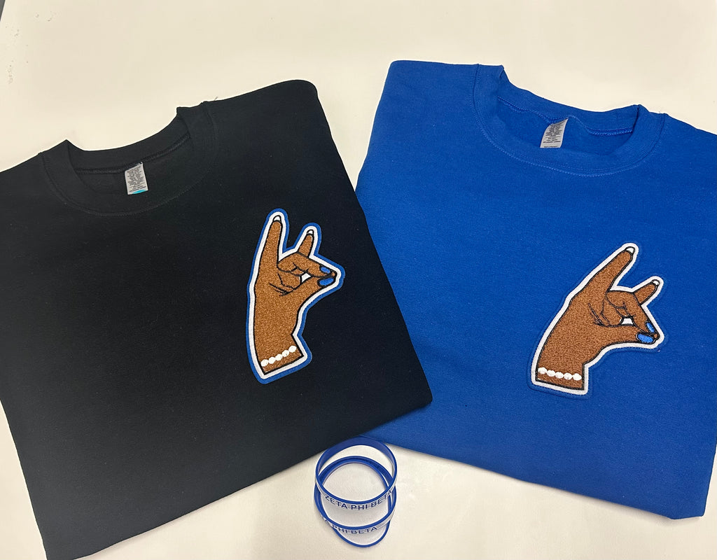 ZETA PHI BETA- CHENILLE HAND SIGN- SWEATER
