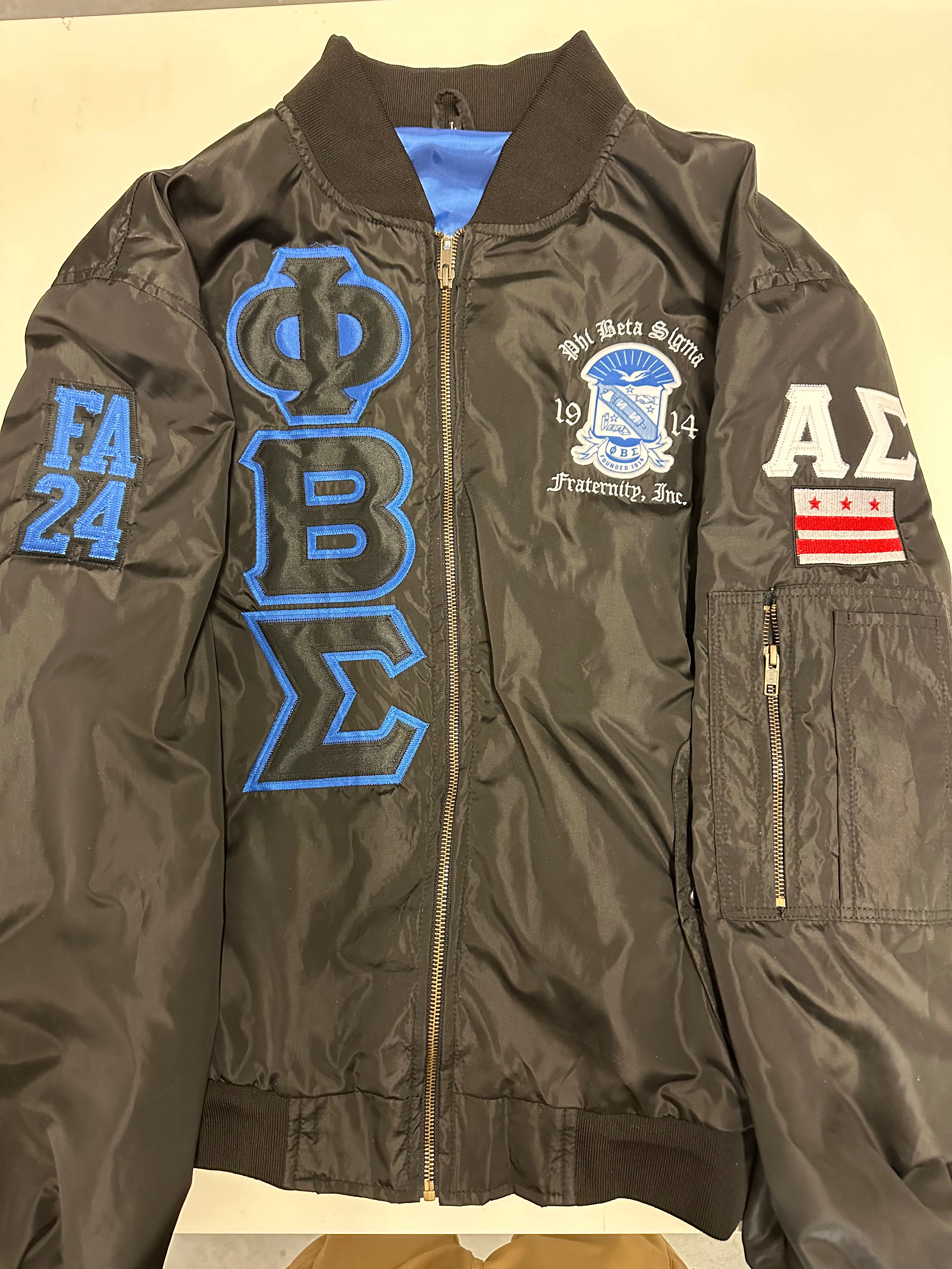 PHI BETA SIGMA - BLACKED OUT NYLON BOMBER
