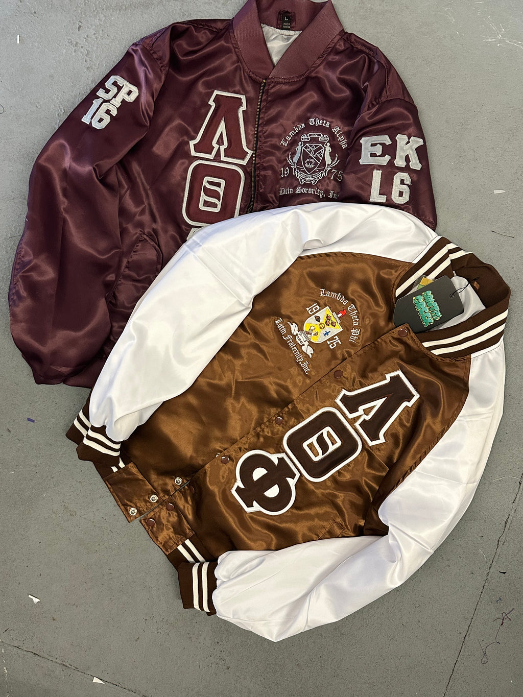 LAMBDA THETA PHI 2 tone varsity jacket.