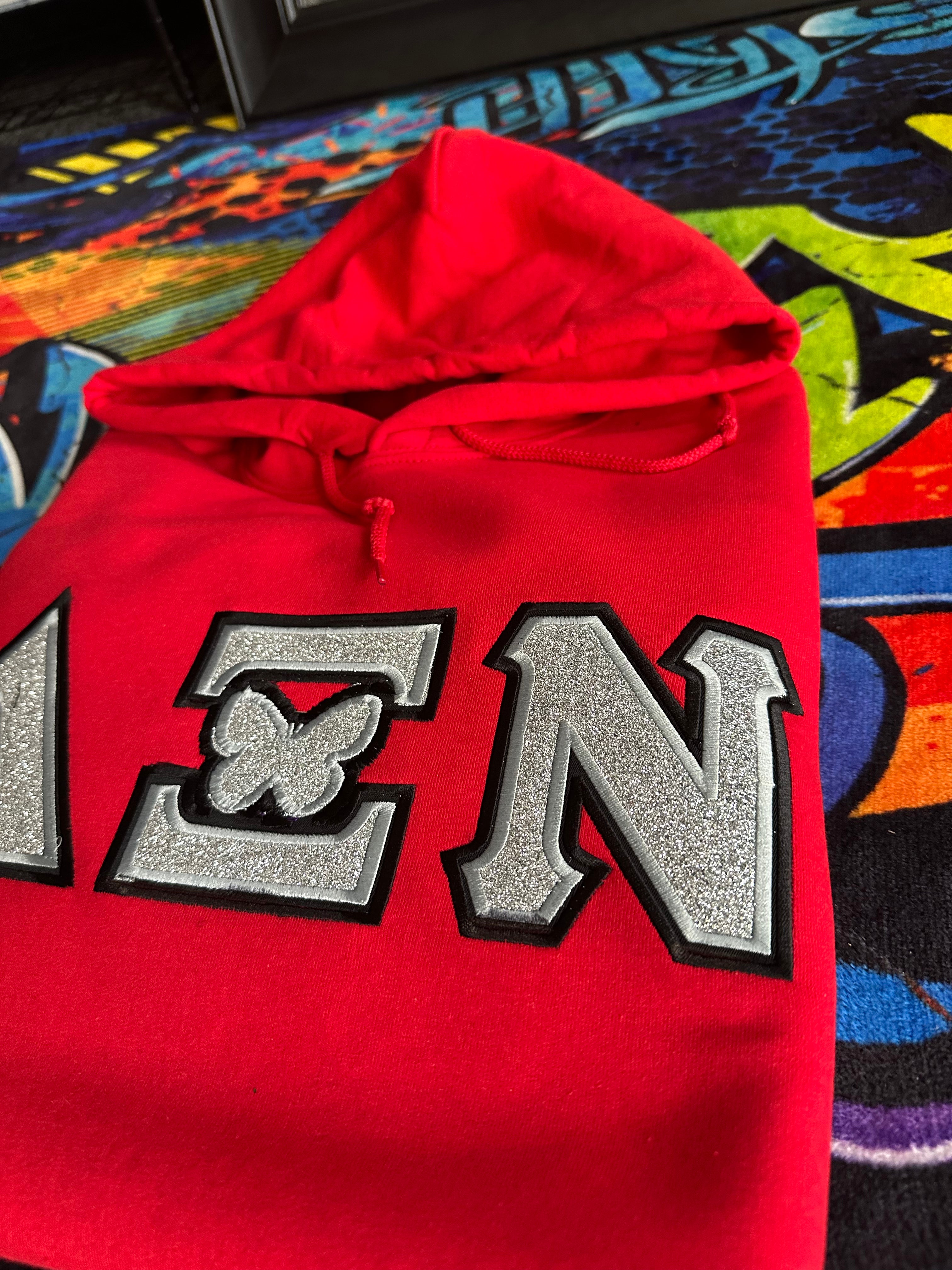Delta Xi Nu - glitter letter hoodie