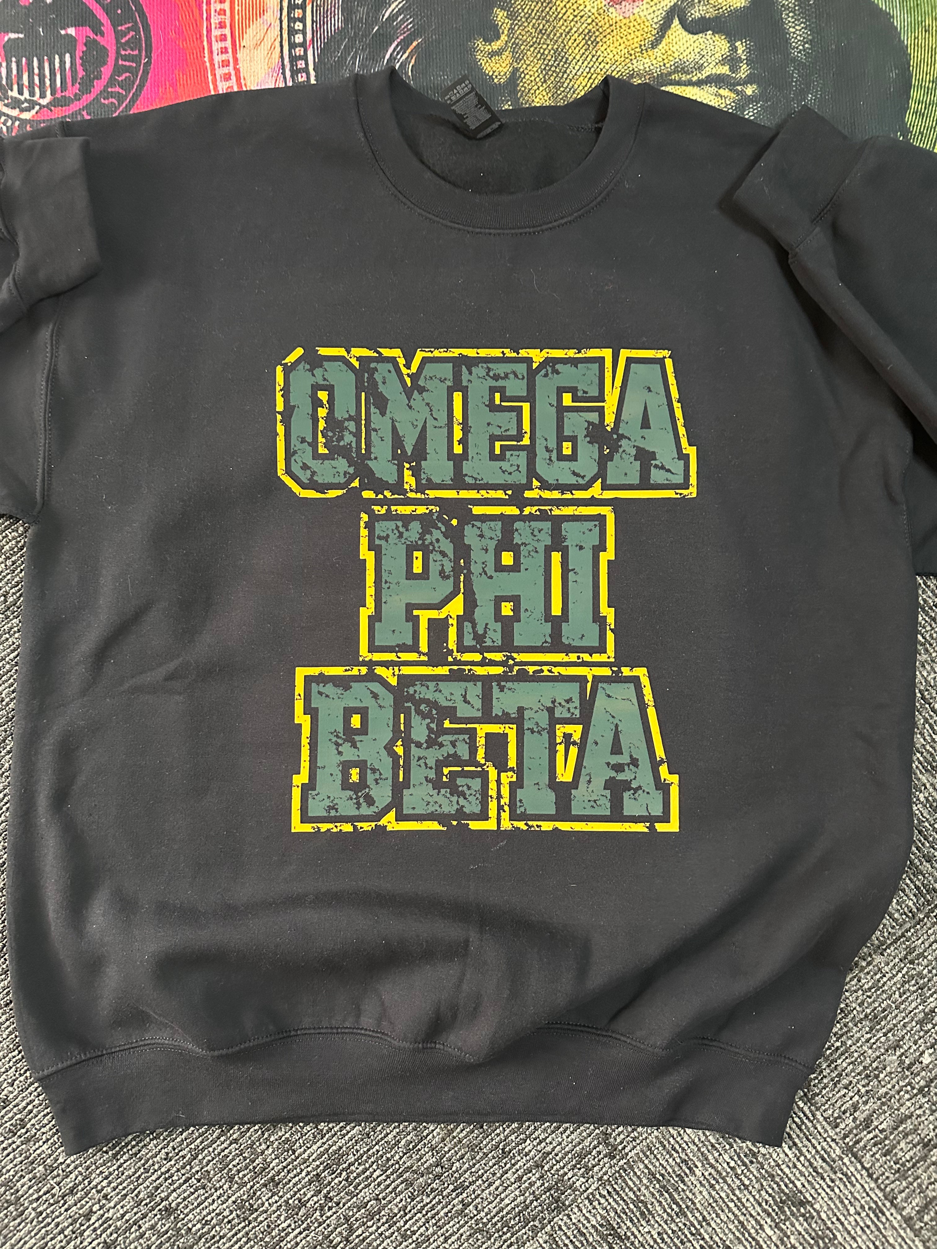 Omega Phi Beta - Distressed sweater.