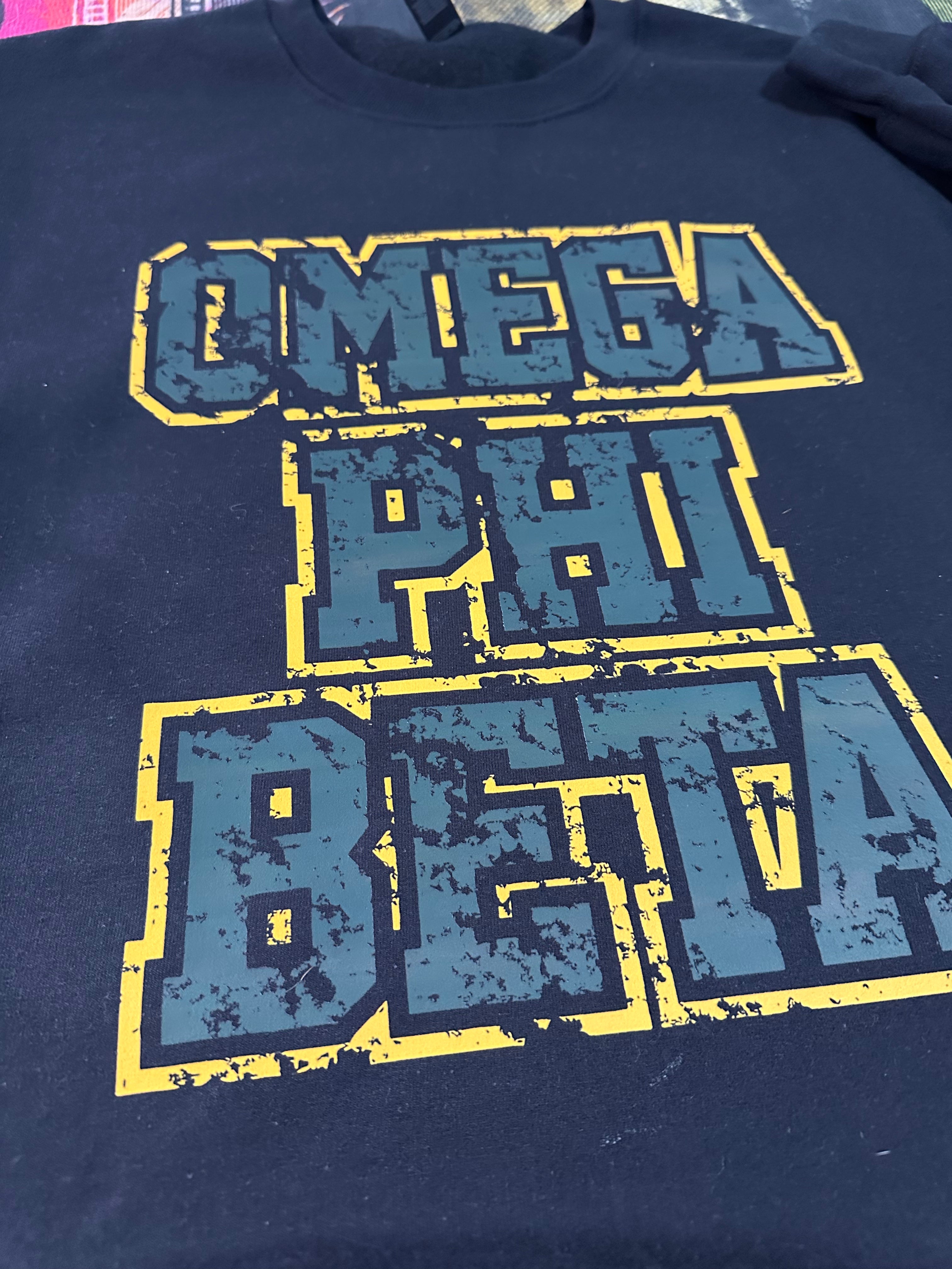 Omega Phi Beta - Distressed sweater.