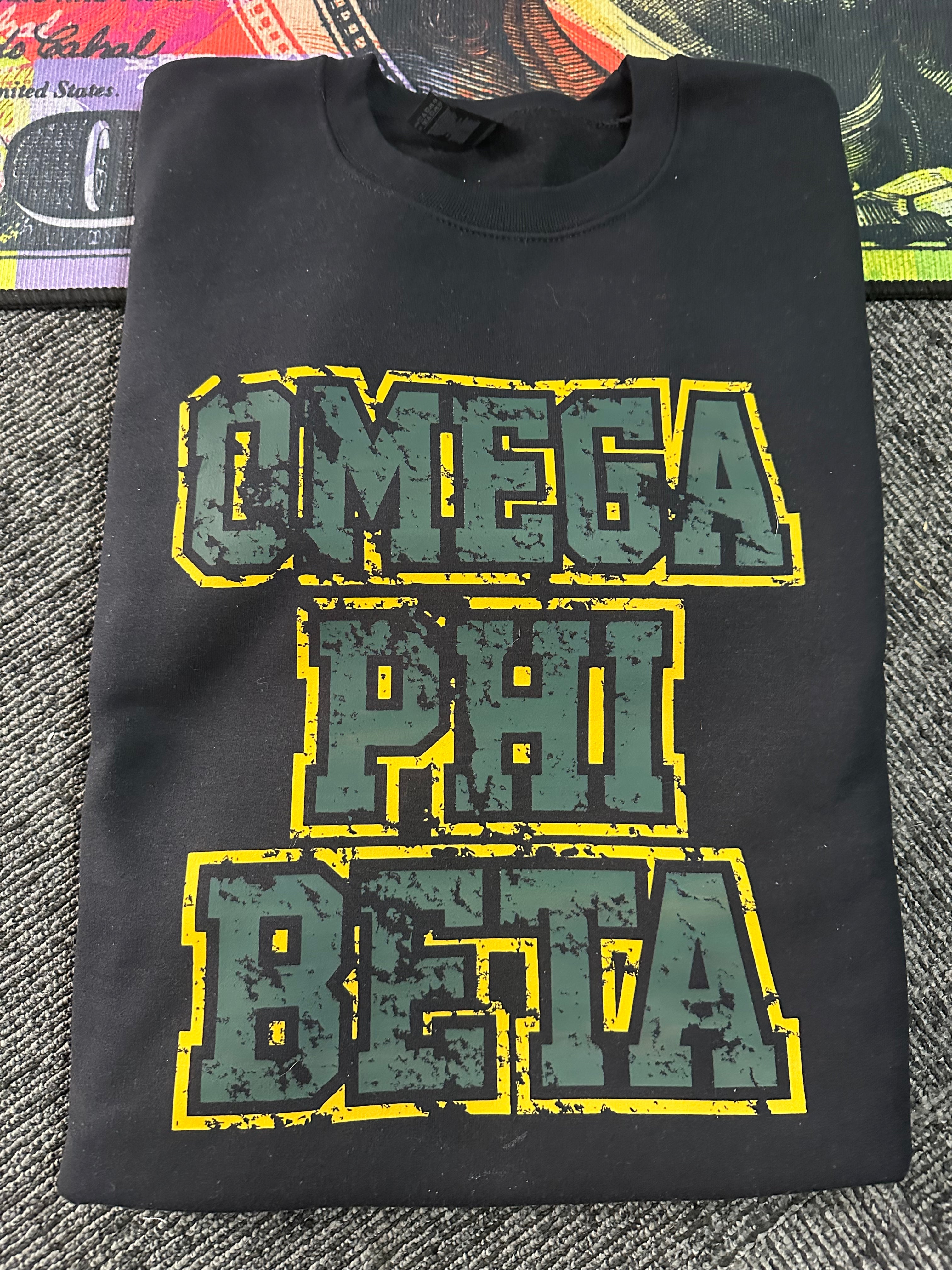 Omega Phi Beta - Distressed sweater.