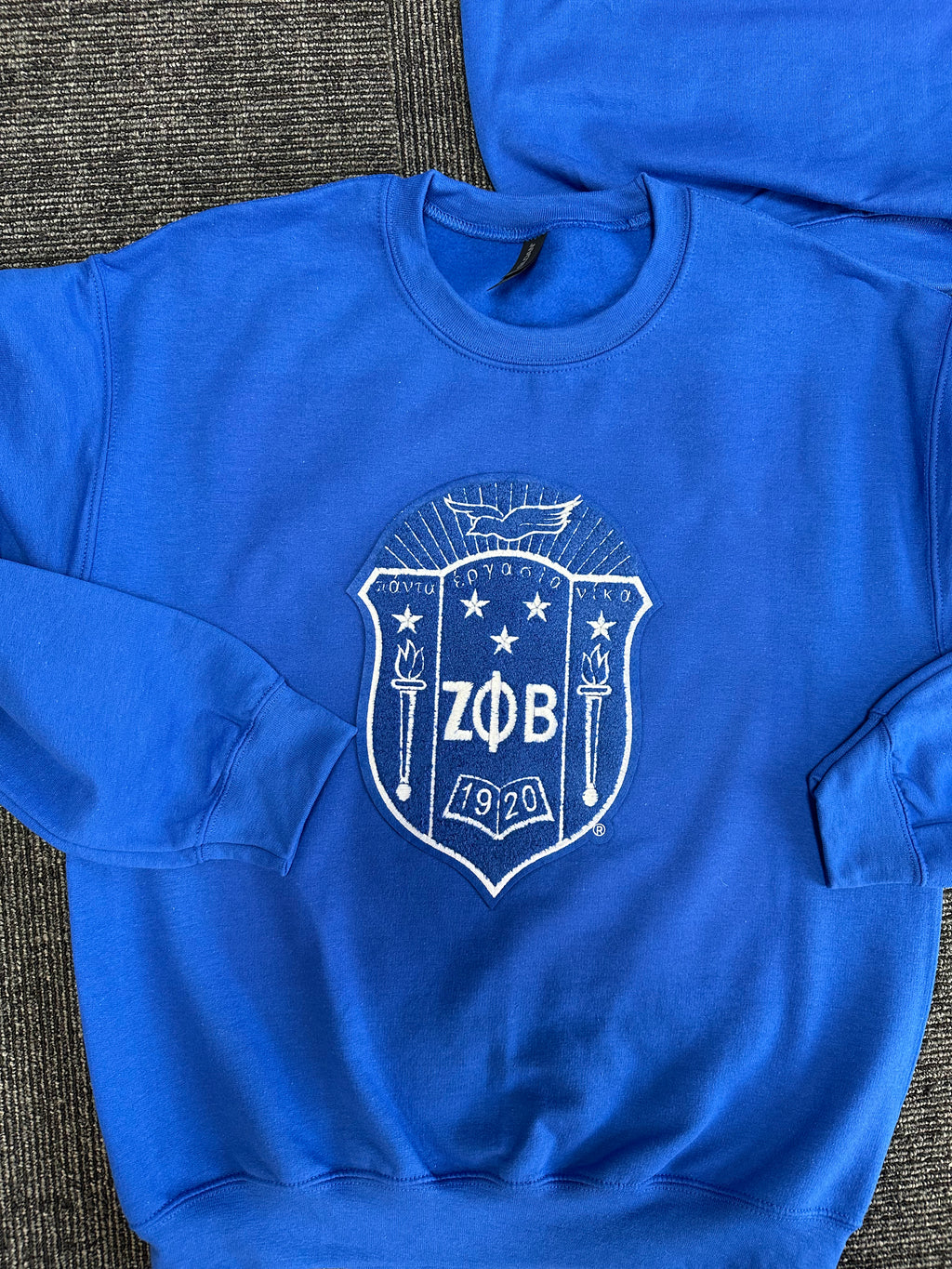 Zeta Phi Beta- chenille Big shield sweater