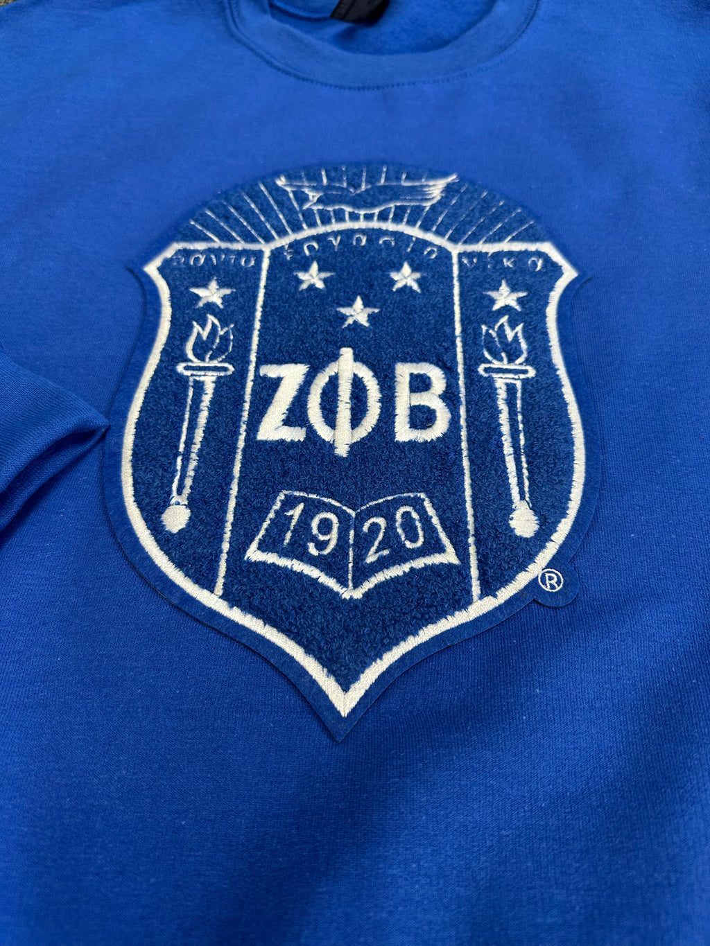 Zeta Phi Beta- chenille Big shield sweater