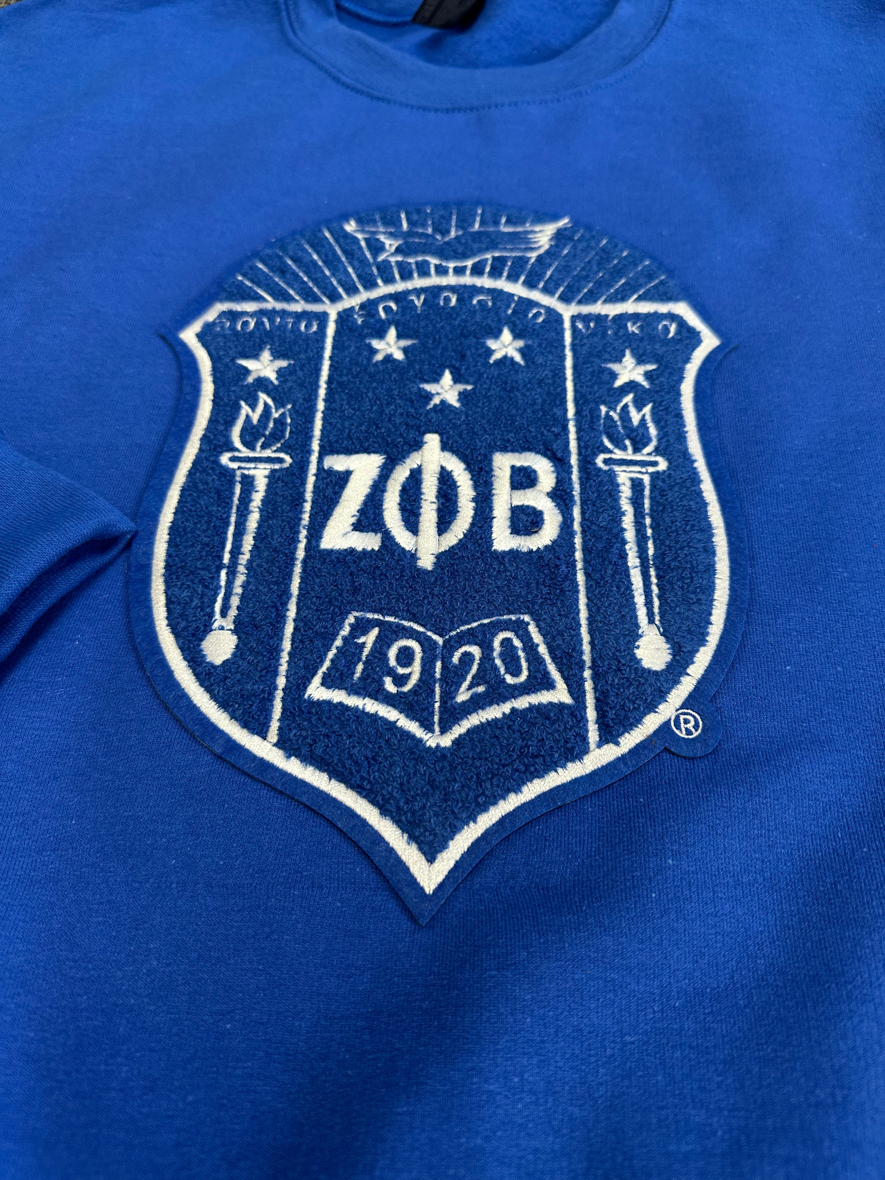Zeta Phi Beta- chenille Big shield sweater