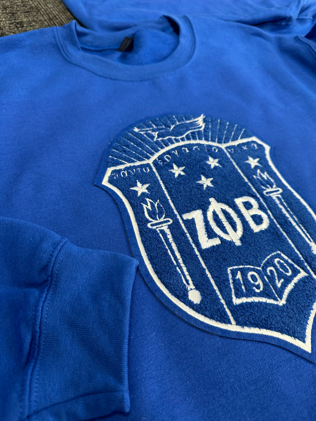Zeta Phi Beta- chenille Big shield sweater