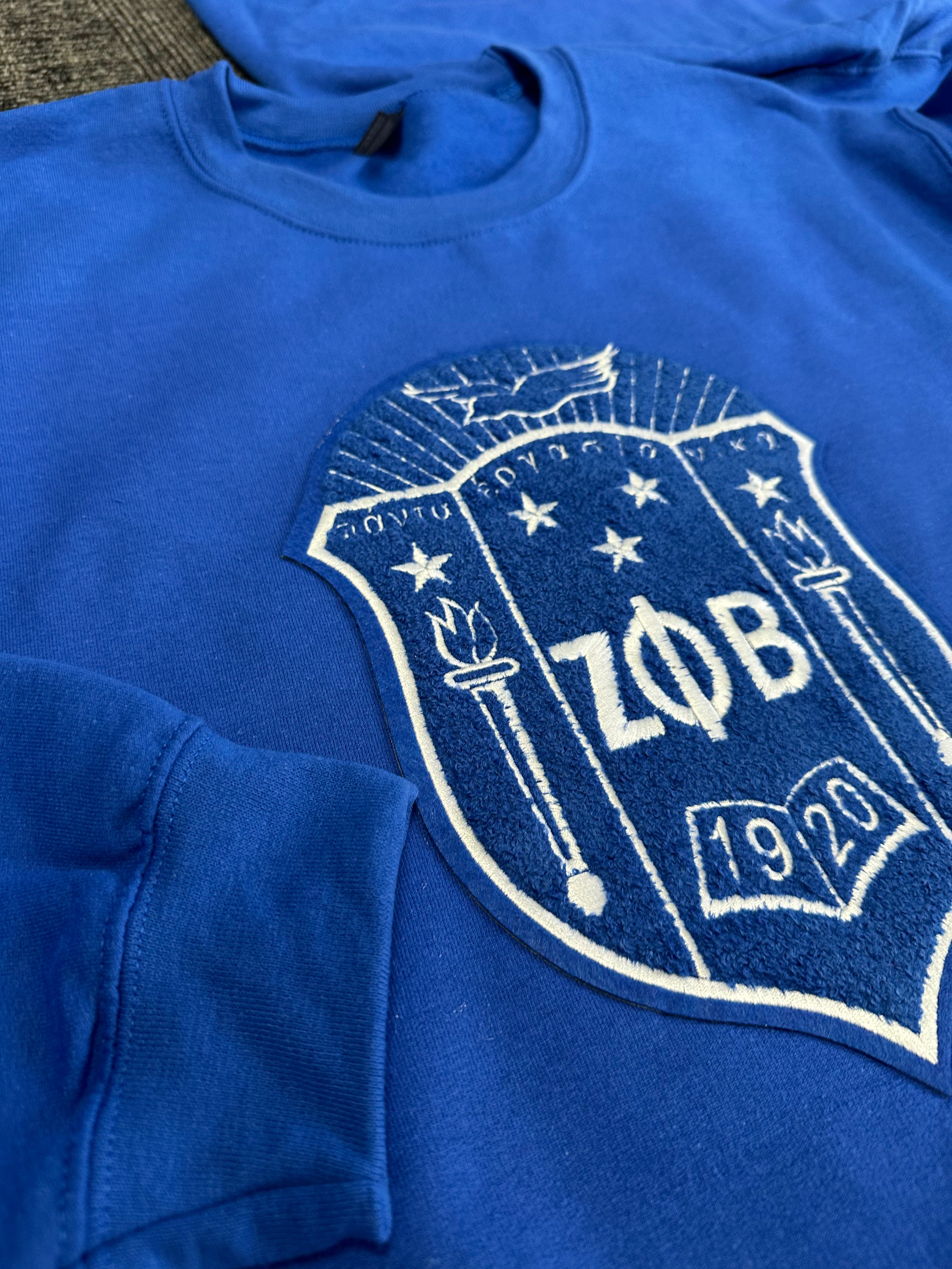 Zeta Phi Beta- chenille Big shield sweater