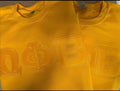 OMEGA PHI BETA  GOLD GREEK LETTERED SWEATER