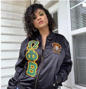 OMEGA PHI BETA SATIN BOMBER JACKET - graffitigreek