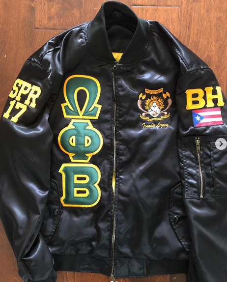 OMEGA PHI BETA SATIN BOMBER JACKET – graffitigreek