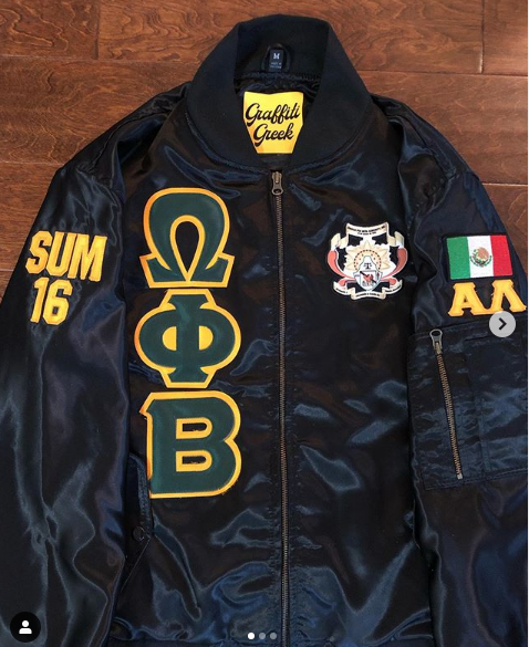 OMEGA PHI BETA SATIN BOMBER JACKET – graffitigreek