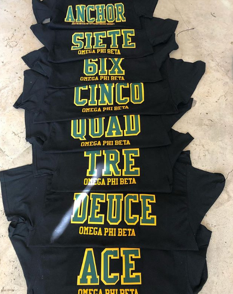 OMEGA PHI BETA  LINE POSITION T SHIRTS - graffitigreek