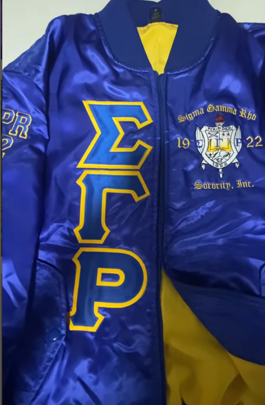 SIGMA GAMMA RHO BOMBER JACKET graffitigreek